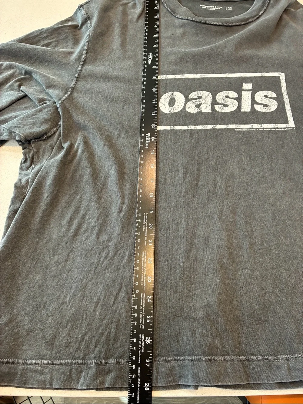 Abercrombie & Fitch Oasis Logo Crewneck T-Shirt - Charcoal with White Print